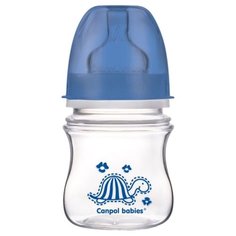 Canpol Babies Бутылочка антиколиковая с широким горлом Яркие зверушки 35/205, 120 мл, с 3 месяцев, синий