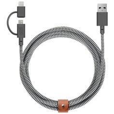 Кабель Native Union Belt Twin Head USB - Micro-USB/Lightning MFI 2 м, zebra