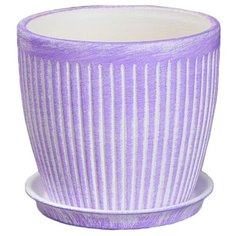 Горшок Керамика ручной работы с поддоном Осень вертикаль 13 х 11 см лаванда