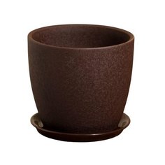 Горшок Керамика ручной работы с поддоном Осень шелк 18 х 16 см шоколад
