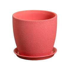 Горшок Керамика ручной работы с поддоном Осень шелк 18 х 16 см розовый
