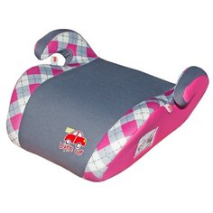Бустер группа 2/3 (15-36 кг) Little Car Smart, розовый/клетка
