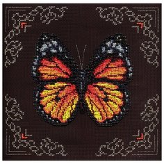 Klart Набор для вышивания бисером и нитками Рыжая бабочка 19.5 x 19.5 см (8-113)