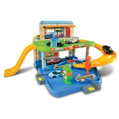 Bburago Игровой набор Street Fire Auto Service парковка, заправка, мойка, сервис 1830039, оранжевый/голубой/зеленый