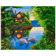 ФРЕЯ Картина по номерам "Дом у озера" 50*40 см (PNB/R1 №115)