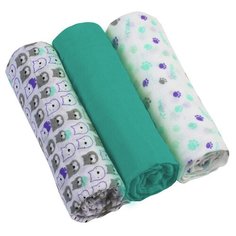 Многоразовые пеленки BabyOno супермягкие муслин 70х70 комплект 3 шт. бирюзовый/белый