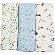 Многоразовые пеленки Папитто трикотажная футер 120х90 набор 3 шт. мальчик