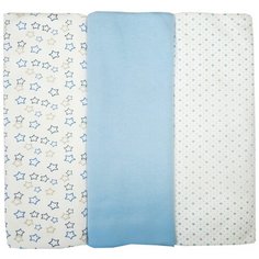 Многоразовые пеленки Папитто интерлок 120х90 набор 3 шт. голубой