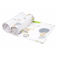 Многоразовые пеленки Daisy фланель 90х145 комплект 2 шт. зайчата на вело, салатовый