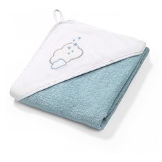 BabyOno Махровое полотенце с капюшоном банное 76х76 см голубой