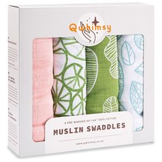 Многоразовые пеленки Qwhimsy Экология 112 х 112 см зеленый/голубой/розовый 4 шт.
