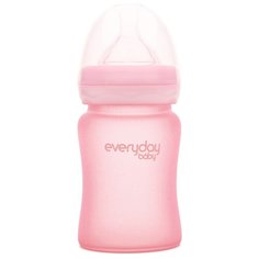 EveryDay Baby бутылочка стеклянная с защитным силиконовым покрытием, 150 мл, светло-розовый