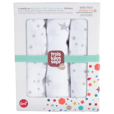 Многоразовые пеленки Trois Kilos sept муслиновые 70x70 звезды 3 шт.