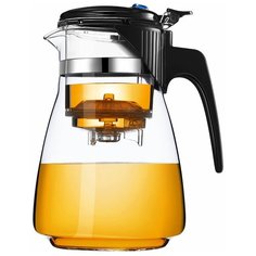 Veitron Чайник заварочный стеклянный с кнопкой LS-1000S 1 л, прозрачный/черный