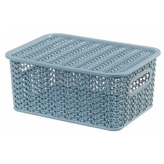 Violet Корзинка с крышкой Вязь 23.5x17.3x10.5 см голубая норка