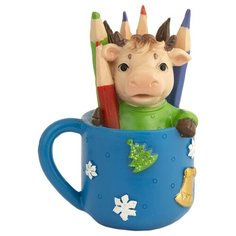 Статуэтка Феникс Present Бычок-художник, 9 см синий/зеленый