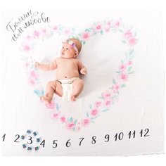 Многоразовые пеленки MamSi Фотопеленка хлопок 115х115 сердце