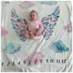 Многоразовые пеленки MamSi Фотопеленка муслиновый хлопок 120х120 розовые крылья 1 шт.