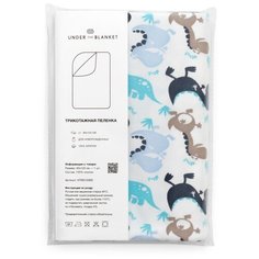 Пеленка детская 90х120 см, UNDER the BLANKET, синие динозаврики, трикотаж