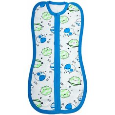 Пеленка-кокон на молнии Папитто "Планетки", для мальчика, цвет: голубой, размер 20, рост 56-62 см