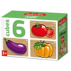 Кубики "Овощи", 6 штук (без обклейки) Baby Toys