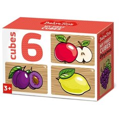 Кубики "Фрукты", 6 штук (без обклейки) Baby Toys