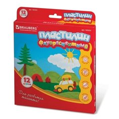 Пластилин флуоресцентный "Brauberg", 12 цветов, 180 грамм