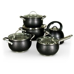 Набор посуды "Santa" (кастрюли 18 см, 20 см, 24 см, соусник 16 см с крышками и чайник 3 л) Pomi Doro