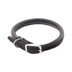 Ошейник круглый Дарэлл "Cord", кожаный, черный, 5 мм х 18-22 см