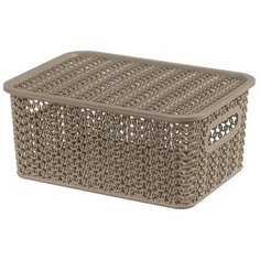 Корзинка с крышкой "Вязь", цвет: капучино, 23,5x17,3x10,5 см, 3 литра Violet