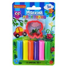 Мягкий пластилин с формочкой Bondibon, 6 цветов (арт. ST-50-6+SM)