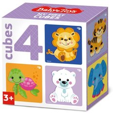Кубики "Звери", 4 штуки (без обклейки) Baby Toys