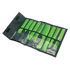 Набор расчесок "Dewal", в черном чехле, цвет: салатовый, 9 штук