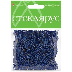 Стеклярус металлизированный, 6 мм, 60 грамм (синий №7) Альт