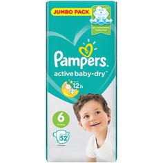 Pampers подгузники Active Baby-Dry 6 (13-18 кг), 52 шт.