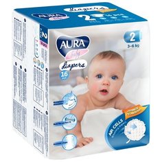 Aura подгузники (3-6 кг), 16 шт.