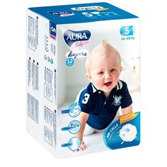 Aura подгузники 5 (11-25 кг), 12 шт.