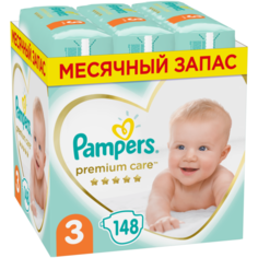 Pampers подгузники Premium Care 3 (6-10 кг), 148 шт.