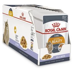Влажный корм для кошек Royal Canin Intense Beauty, мясное ассорти, рыбное ассорти 24 шт. х 85 г (кусочки в желе)