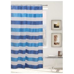 Тюль Этель Лазурный (горизонтальная полоска) на ленте 290х280 см белый/синий