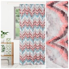 Тюль Этель Памир (сетка с бархатом) на ленте 170х250 см голубой/розовый