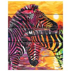Набор для рисования по номерам по дереву "Яркие зебры" (40x50 см) Flamingo