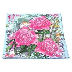 Салфетки бумажные, двухслойные Мистерия "Пионы", 33х33 см (20 штук)