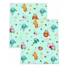 Пеленка ситцевая FlyZay 120x90 (Киты/Зеленый)