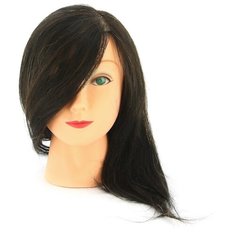 Голова-манекен учебная "Брюнетка", для парикмахеров, натуральные волосы 30-40 см Dewal