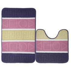 Набор ковриков "Kamalak Tekstil" для ванной, 50х50 см и 50x80 см (розовый/синий)