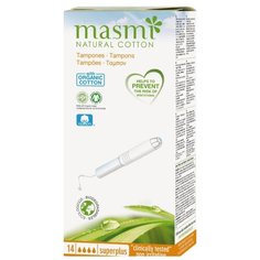 Тампоны женские гигиенические "Masmi Natural Cotton Super Plus", 14 штук, с аппликатором