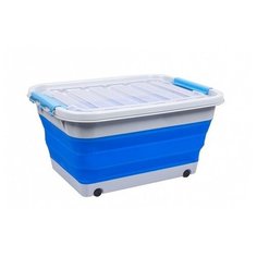 Корзина складная на колесах с крышкой, 30 л, цвет: синий Bradex
