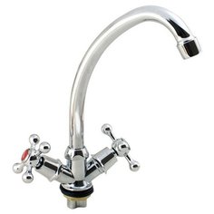 Смеситель двухвентельный для кухни Master "Эконом", гайка, керамический кран-букса 1/2" Мастер