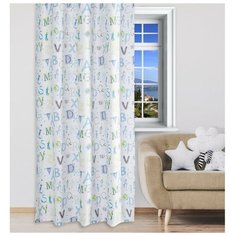 Портьеры Крошка Я Алфавит на ленте 170х260 см белый/голубой
